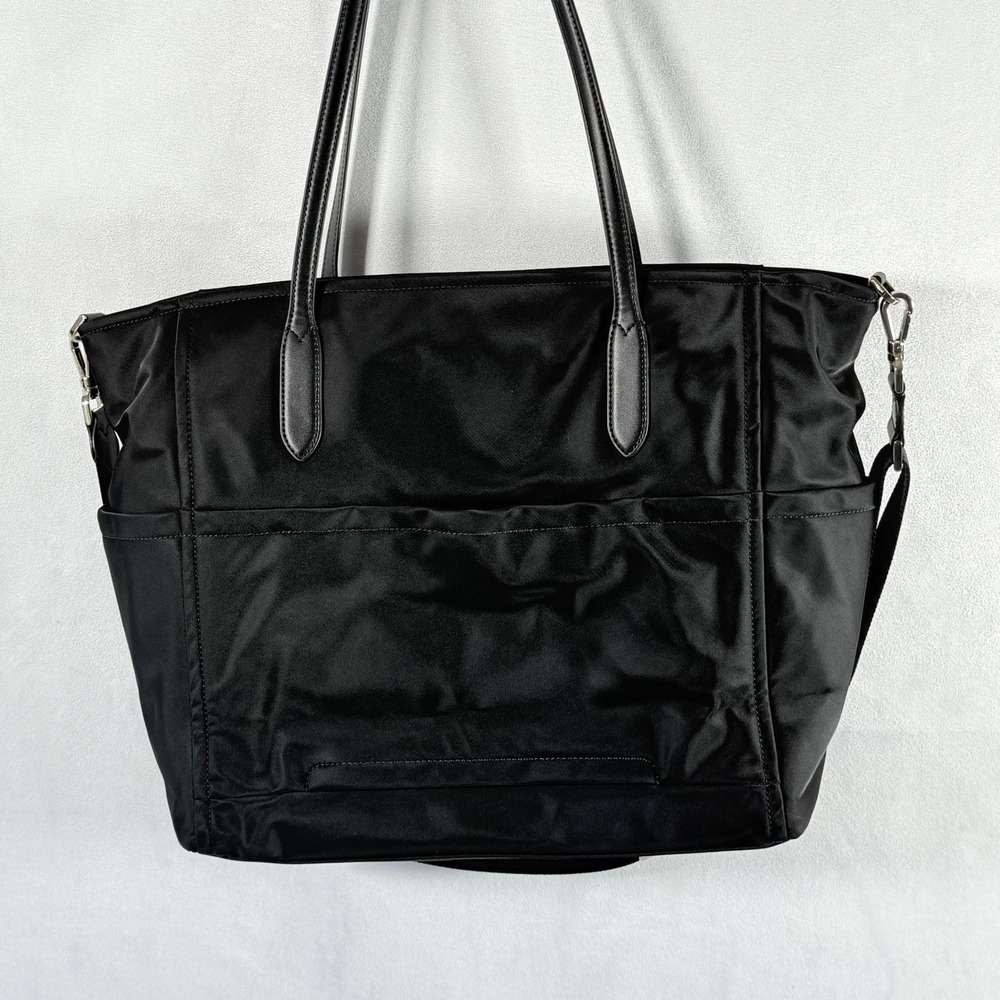 Kate Spade New York Black Nylon Tote Diaper Bag Leather Accents Shoulder Strap - Picture 3 of 7
